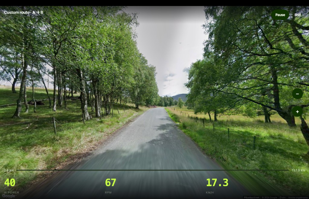 Custom A-to-B Google Street View route in VirtualRide