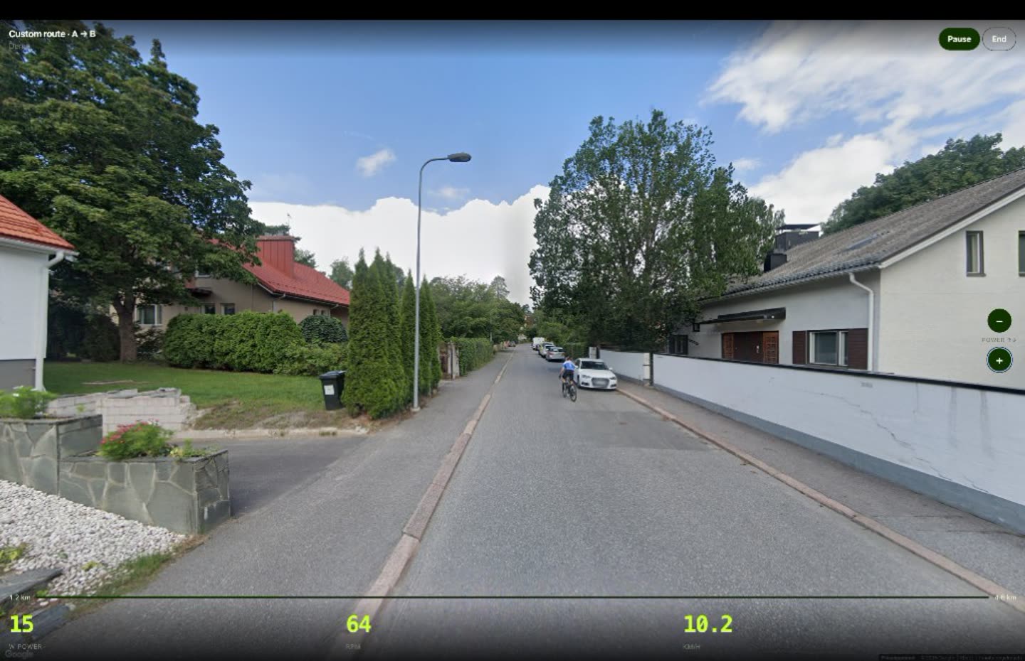 Neighborhood street indoor cycling in Google Street View